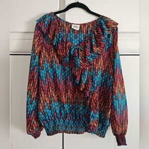 Ariat Womens Colorful Ruffles Blouse Size L